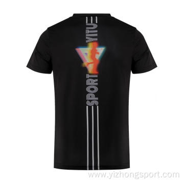 Moisture Wicking Dry Fit T Shirt Black Printed
